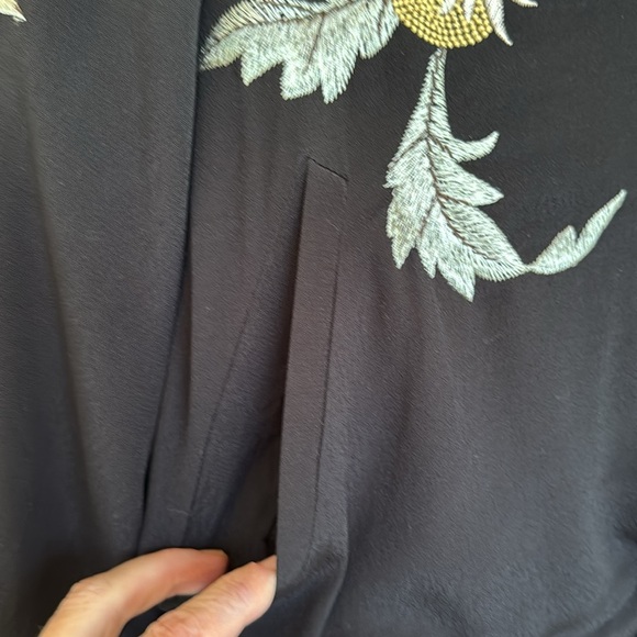 Anthropologie Elevenses Black Floral Embroidered Solstice Bomber Jacket - Picture 7 of 8